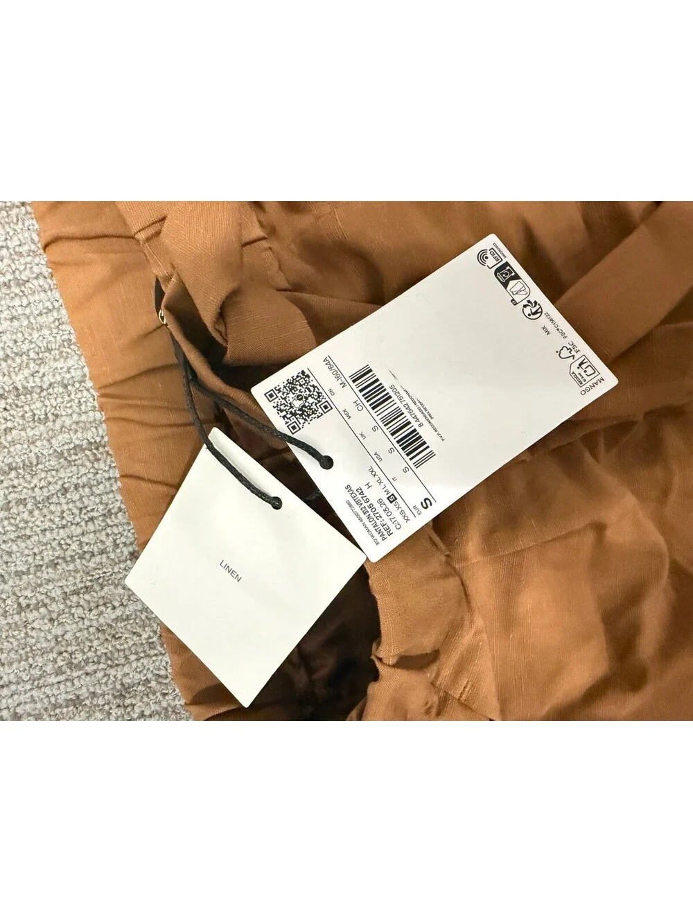 MANGO Linen suit pants with elastic waistband